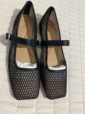 New I.N.C. International Concepts Jadis Square Toe Ballet Flats Black Mesh 9.5